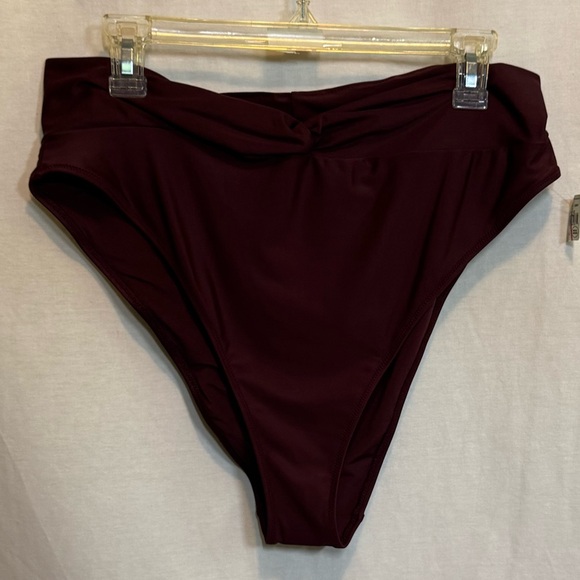 AA-521 Aerie NWT PLUS SIZE XXL High Cut Cheeky Burgundy Bikini‎ Bottoms - Picture 1 of 12